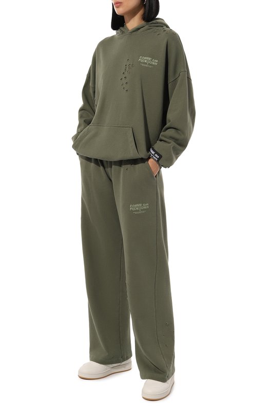 Хлопковые брюки Comme des Fuckdown CFABW01187 Зелёный  CFABW01187 Фото 2
