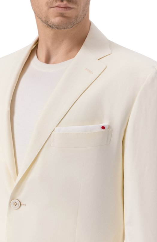 Шерстяной пиджак Kiton UG81K0614G Кремовый  UG81K0614G Фото 5