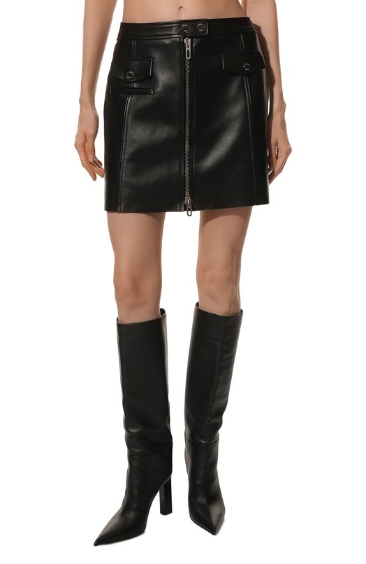 Кожаная юбка DROMe Чёрный, фото 3