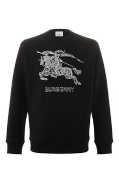 Мужской хлопковый свитшот BURBERRY черного цвета, арт. 8072777 | Фото 1 (Драгоценные камни: Проставлено; Рукава: Длинные; Материал сплава: Проставлено; Длина (для топов): Стандартные; Мужское Кросс-КТ: свитшот-одежда; Принт: С принтом; Стили: Спорт-шик; Материал внешний: Хлопок)