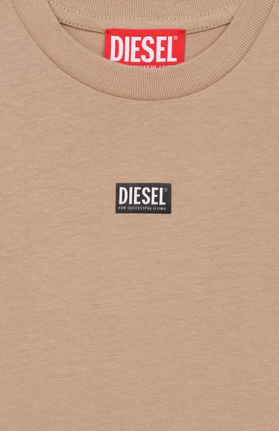 Хлопковая футболка DIESEL бежевого цвета по цене 4235 руб., арт. J02770/0CATM, фото 3 Хлопковая футболка DIESEL, арт. J02770/0CATM, фото 3