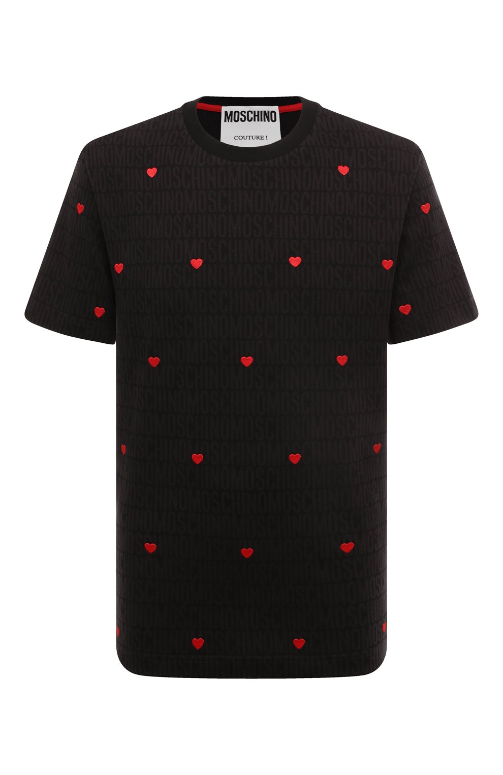 Хлопковая футболка MOSCHINO темно-серого цвета по цене 45000 руб., арт. A0706/7645, фото 1 Хлопковая футболка MOSCHINO, арт. A0706/7645, фото 1