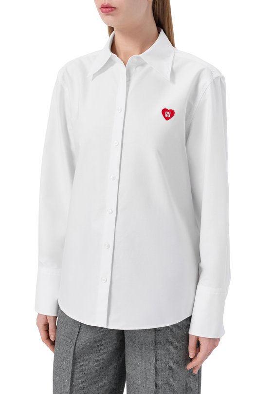 Хлопковая рубашка HUGO 50556398 Белый  50556398 Фото 3