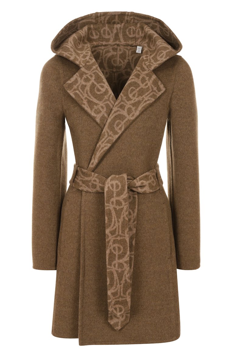 Женское пальто из шерсти и кашемира BURBERRY темно-бежевого цвета, арт. 8101310 | Фото 1 (Длина (верхняя одежда): До середины бедра; Рукава: Длинные; Материал внешний: Шерсть; 1-2-бортные: Однобортные; Стили: Кэжуэл)