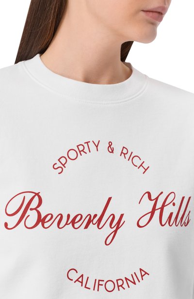 Хлопковый свитшот SPORTY AND RICH белого цвета по цене 25750 руб., арт. ST07164257WH01, фото 5 Хлопковый свитшот SPORTY AND RICH, арт. ST07164257WH01, фото 5