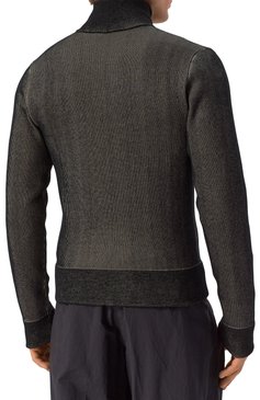 Мужской двусторонний кардиган DRIES VAN NOTEN черного цвета, арт. 251-021223-1711 | Фото 4 (Материал внешний: Шерсть, Хлопок; Рукава: Длинные; Длина (для топов): Стандартные; Стили: Гранж; Мужское Кросс-КТ: Кардиган-одежда; Застежка: Молния)