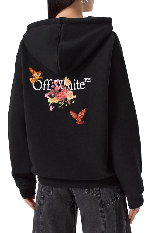 Хлопковое худи Off-White 0WBB064S25FLE0011001 Чёрный  0WBB064S25FLE0011001 Фото 4