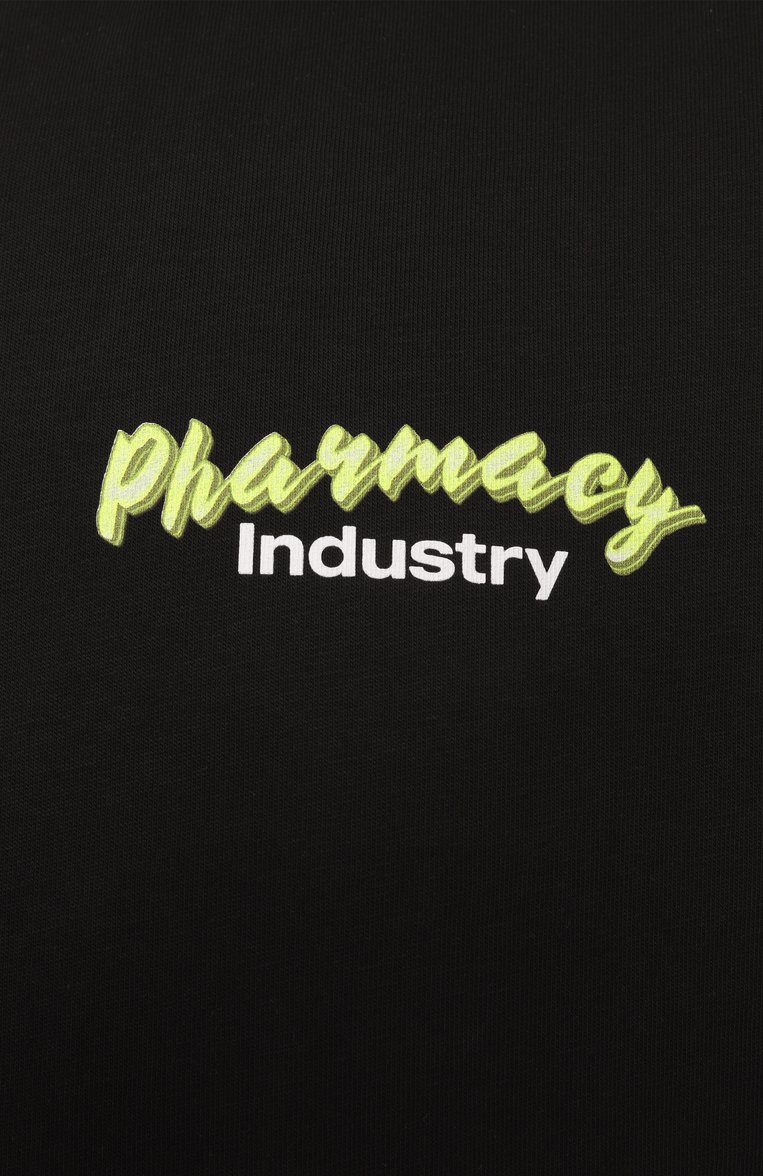 Мужская хлопковая футболка PHARMACY INDUSTRY черного цвета, арт. PHABM00196 | Фото 6 (Материал внешний: Хлопок; Длина (для топов): Стандартные; Рукава: Короткие; Принт: С принтом; Стили: Спорт-шик; Мужское Кросс-КТ: Футболка-одежда; Кросс-КТ: Джерси)