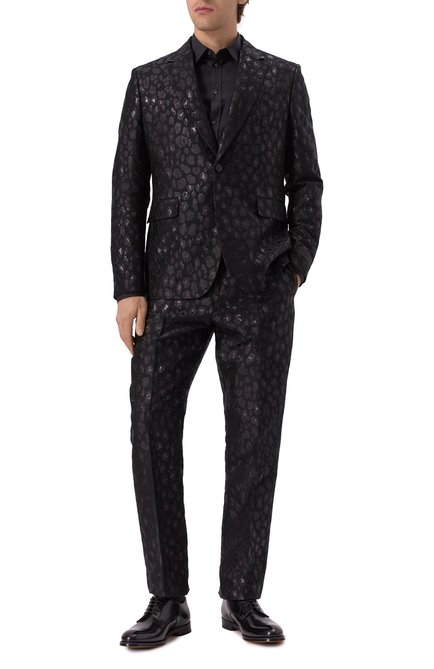 Мужской пиджак VERSACE черного цвета, арт. 1016651/1A12363 | Фото 2 (Драгоценные камни: Проставлено; Материал сплава: Проставлено; Длина (для топов): Стандартные; Рукава: Длинные; Материал внешний: Шерсть)