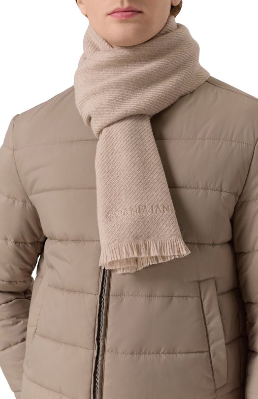 Шерстяной шарф Corneliani 26B354-2629016 Бежевый  26B354-2629016 Фото 2