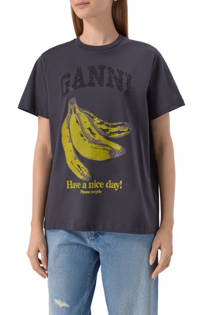Хлопковая футболка GANNI, арт. T4238, фото 3
