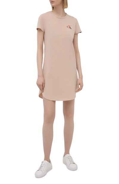 Хлопковая сорочка CALVIN KLEIN бежевого цвета по цене 5810 руб., арт. QS6358E, фото 2 Хлопковая сорочка CALVIN KLEIN, арт. QS6358E, фото 2