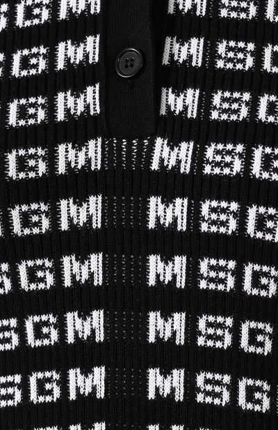Хлопковое поло MSGM черно-белого цвета по цене 31200 руб., арт. 2841MDM111 207292, фото 5 Хлопковое поло MSGM, арт. 2841MDM111 207292, фото 5
