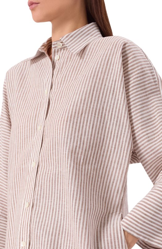 Рубашка изо льна и хлопка Pietro Brunelli CA2514/LI0028 Коричневый  CA2514/LI0028 Фото 5