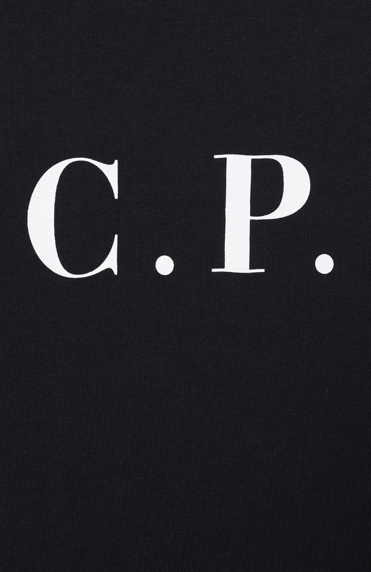 Детская хлопковая футболка C.P. COMPANY те�мно-синего цвета, арт. C0M00L/LAA17/10-14 | Фото 3 (Рукава: Короткие; Мальчики Кросс-КТ: Футболка-одежда; Материал внешний: Хлопок; Ростовка одежда: 10 - 11 лет | 140 - 146см, 16 лет | 164 см, 13 - 15 лет | 158 см)