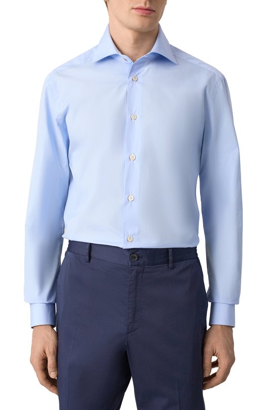 Хлопковая сорочка Kiton UCCH0910107 Голубой  UCCH0910107 Фото 3