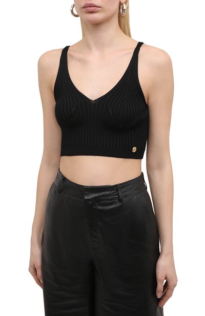 Топ из вискозы BALMAIN черного цвета по цене 58550 руб., арт. VF0AA060/K252, фото 3 Топ из вискозы BALMAIN, арт. VF0AA060/K252, фото 3