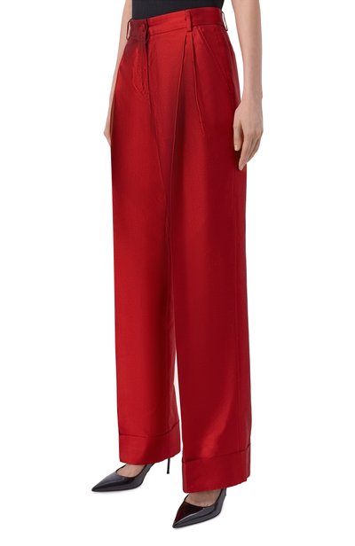 Атласные брюки DOLCE & GABBANA красного цвета по цене 213000 руб., арт. FTDLHT/FU116, фото 3 Атласные брюки DOLCE & GABBANA, арт. FTDLHT/FU116, фото 3