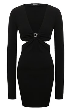 Женское платье из вискозы DSQUARED2 черного цвета, арт. S75CV0713/S24588 | Фото 1 (Случай: Коктейльный; Рукава: Длинные; Стили: Гламурный; Длина Ж (юбки, платья, шорты): Мини; Материал сплава: Проставлено; Материал внешний: Вискоза; Драгоценные камни: Проставлено; Женское Кросс-КТ: Платье-одежда)