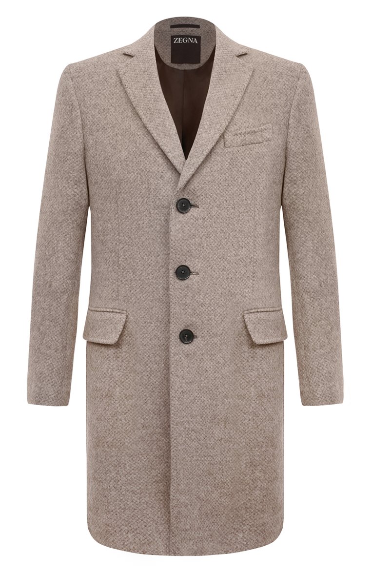 Мужской шерстяное пальто ZEGNA светло-бежевого цвета, арт. 4GJ3G0/689729A6 | Фото 1 (Длина (верхняя одежда): До середины бедра; Драгоценные камни: Проставлено; Материал внешний: Шерсть; Материал сплава: Проставлено; Рукава: Длинные; Стили: Кэжуэл; Мужское Кросс-КТ: пальто-верхняя одежда; 1-2-бортные: Однобортные)