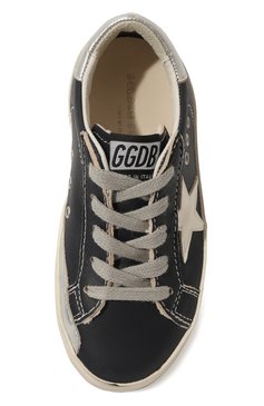 Детские кожаные кеды GOLDEN GOOSE DELUXE BRAND темно-синего цвета, а�рт. GJF00101.F005478 | Фото 4 (Материал сплава: Проставлено; Нос: Не проставлено)