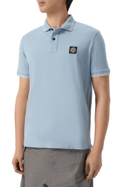 Хлопковое поло STONE ISLAND голубого цвета по цене 26950 руб., арт. L1S152200010/S0018, фото 3 Хлопковое поло STONE ISLAND, арт. L1S152200010/S0018, фото 3