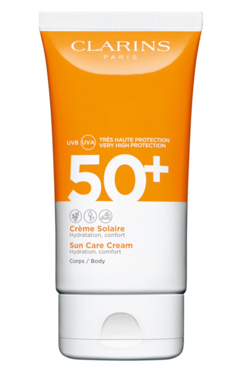 Солнцезащитный крем для тела spf 50+ (150ml) CLARINS бесцветного цвета по цене 3950 руб., арт. 80050662, фото 1 Солнцезащитный крем для тела spf 50+ (150ml) CLARINS, арт. 80050662, фото 1