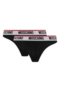 Женские набор из двух трусов MOSCHINO черного цвета, арт. 232V6/A1382/4402 | Фото 1 (Женское Кросс-КТ: Трусы; Материал сплава: Проставлено; Нос: Не проставлено; Материал внешний: Хлопок)