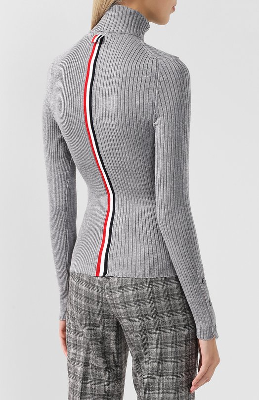Однотонная шерстяная водолазка Thom Browne Серый, фото 4