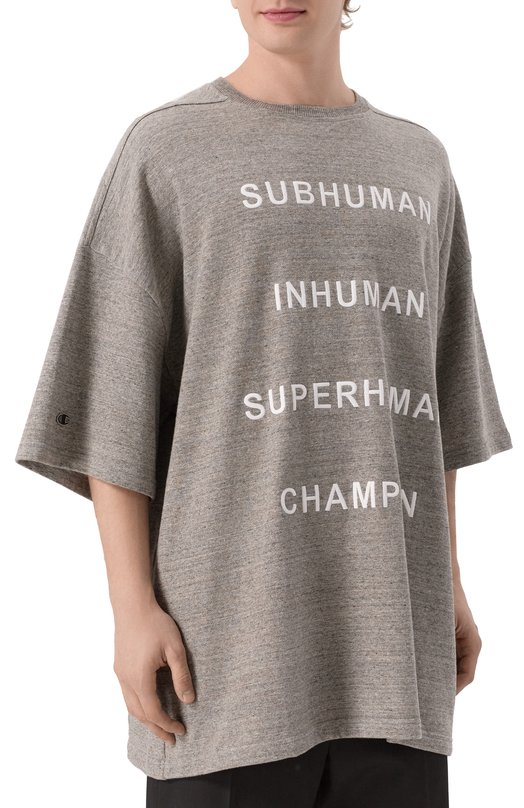 Хлопковая футболка Rick Owens x Champion Rick Owens CM01E1674/CHMJ Серый  CM01E1674/CHMJ Фото 3
