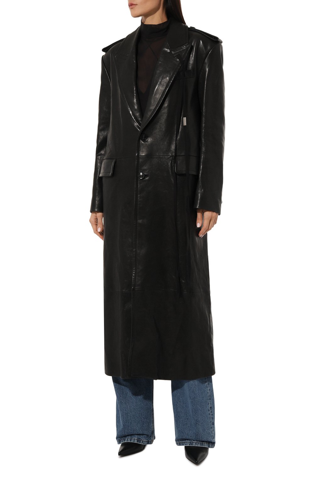 Кожаный плащ ANN DEMEULEMEESTER черного цвета по цене 455500 руб., арт. 2402-W-C025-L-LT137-099, фото 3 Кожаный плащ ANN DEMEULEMEESTER, арт. 2402-W-C025-L-LT137-099, фото 3