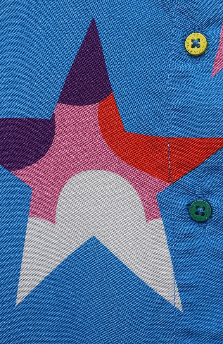 Детское платье STELLA MCCARTNEY синего цвета, арт. TS1C32 | Фото 3 (Рукава: Короткие; Случай: Повседневный; Региональные ограничения белый список (Axapta Mercury): Не проставлено; Материал сплава: Проставлено; Материал внешний: Лиоцелл, Растительное волокно; Девочки Кросс-КТ: Платье-одежда; Драгоценные камни: Проставлено; Ро�стовка одежда: 9 лет | 134 см)