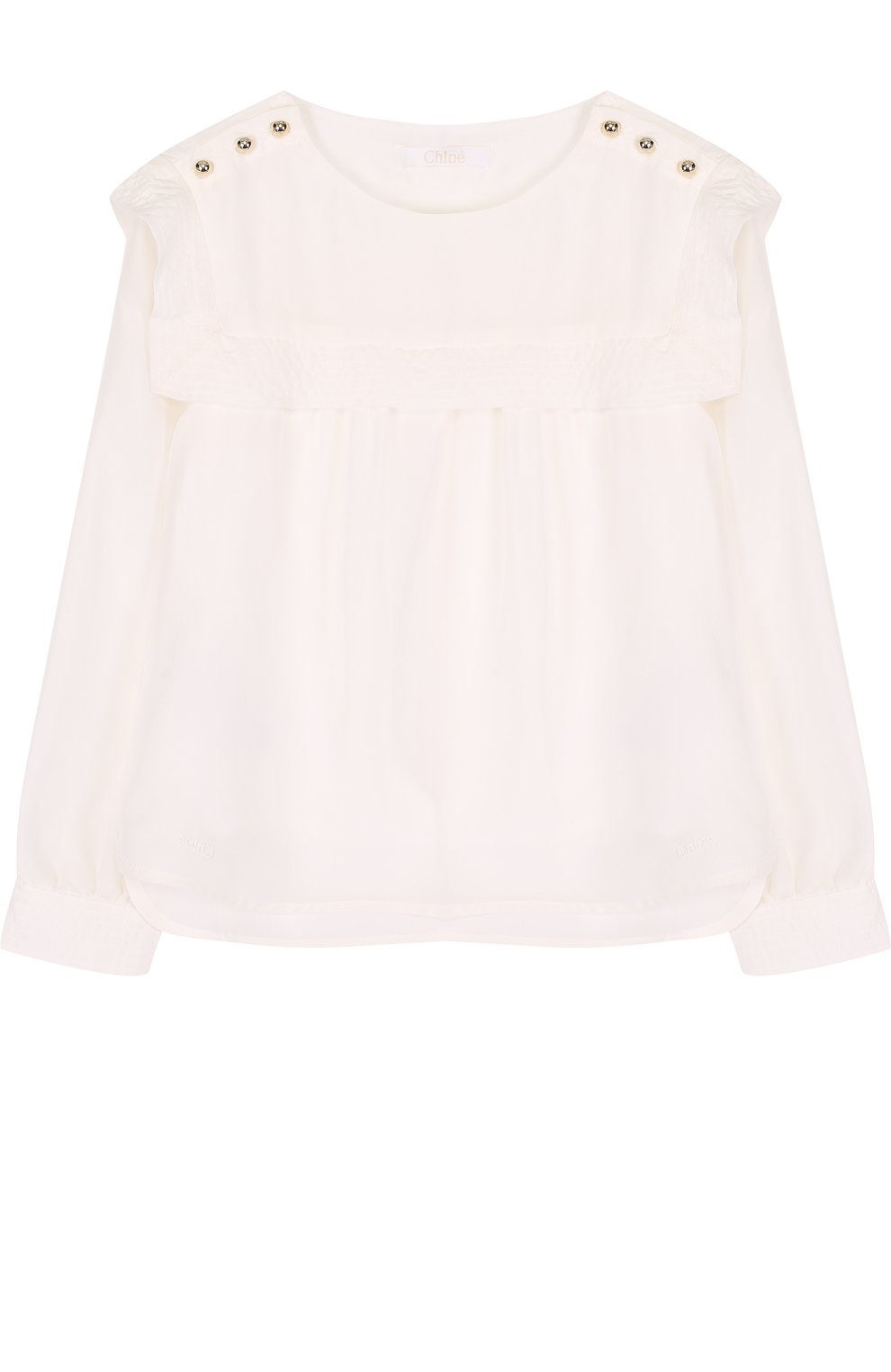 Шелковая блуза свободного кроя с оборкой CHLOÉ, арт. C15684/14A, фото 1
