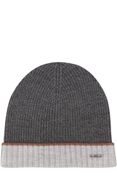 Шерстяная вязаная шапка с контрастным отворотом BOSS, арт. 50373850, фото 1