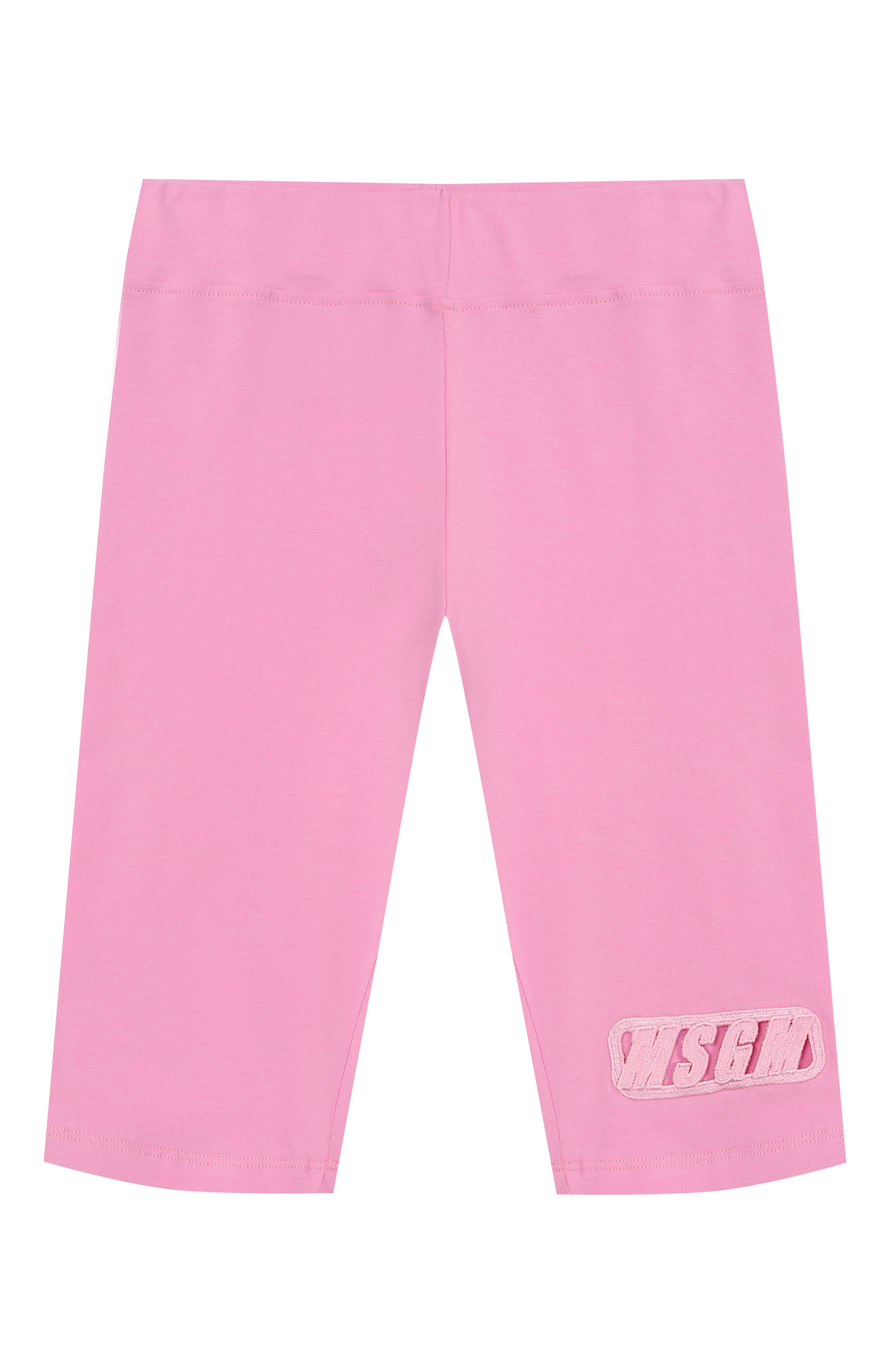 Хлопковые легинсы MSGM KIDS розового цвета по цене 7215 руб., арт. S5MSJGCL087, фото 1 Хлопковые легинсы MSGM KIDS, арт. S5MSJGCL087, фото 1