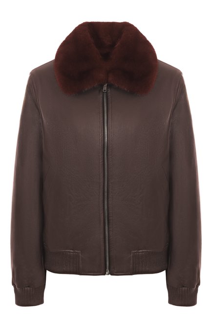 Женский кожаный бомбер с отделкой из норки YVES SALOMON, арт. V20255/APXX