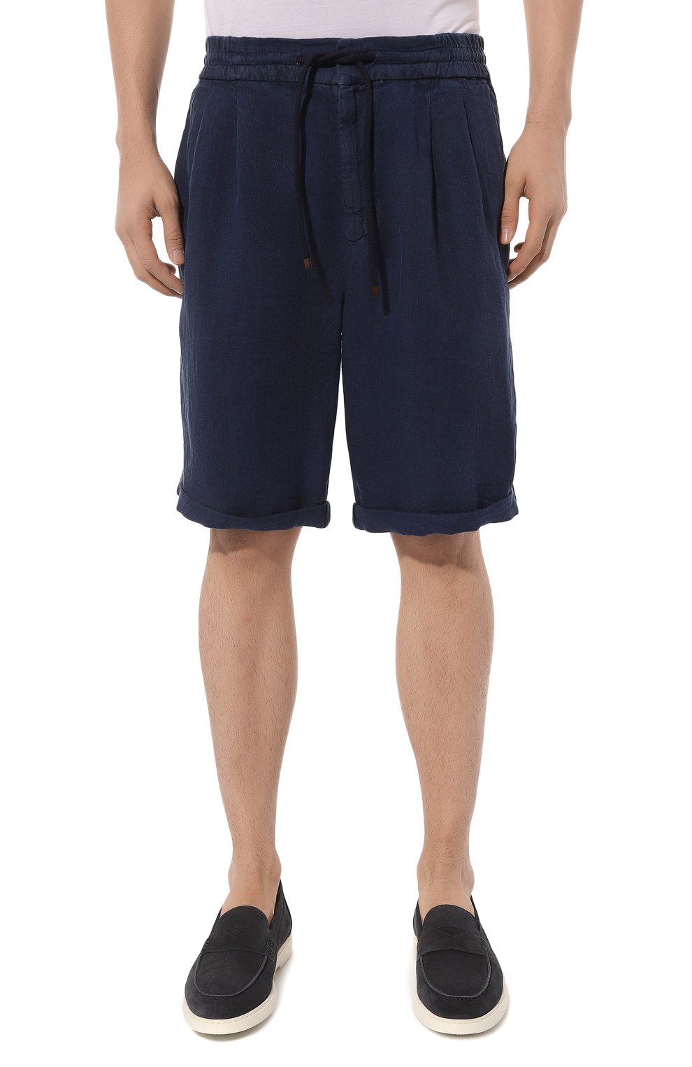 Льняные шорты BRUNELLO CUCINELLI темно-синего цвета по цене 83800 руб., арт. M243DU0020, фото 3 Льняные шорты BRUNELLO CUCINELLI, арт. M243DU0020, фото 3