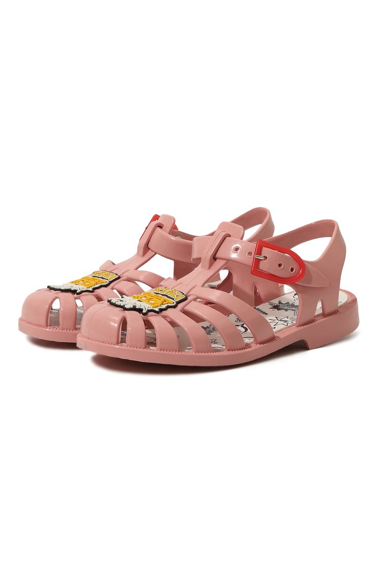 Детские сандалии KENZO светло-розового цвета, арт. K60081 | Фото 1 (Нос: Не проставлено; Материал внешний: Экокожа; Материал внутренний: Текстиль; Автоматизация состава: Проставлено)