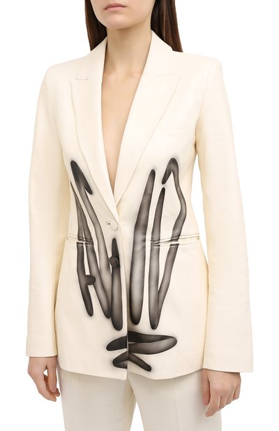 Кожаный жакет OFF-WHITE кремового цвета по цене 275000 руб., арт. 0WJA042F20LEA0016110, фото 3 Кожаный жакет OFF-WHITE, арт. 0WJA042F20LEA0016110, фото 3
