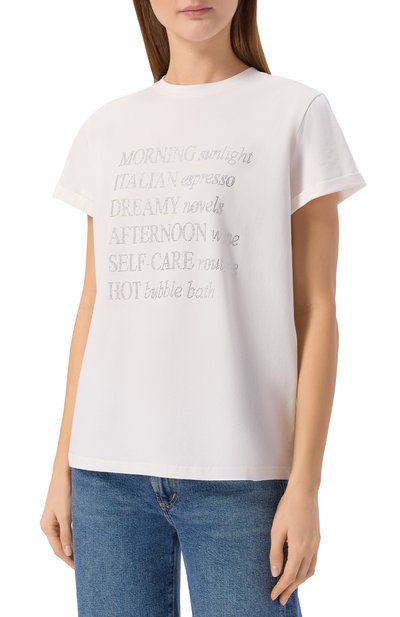 Хлопковая футболка с отделкой стразами SEVEN LAB, арт. CTR1.01.100.257.155, фото 3