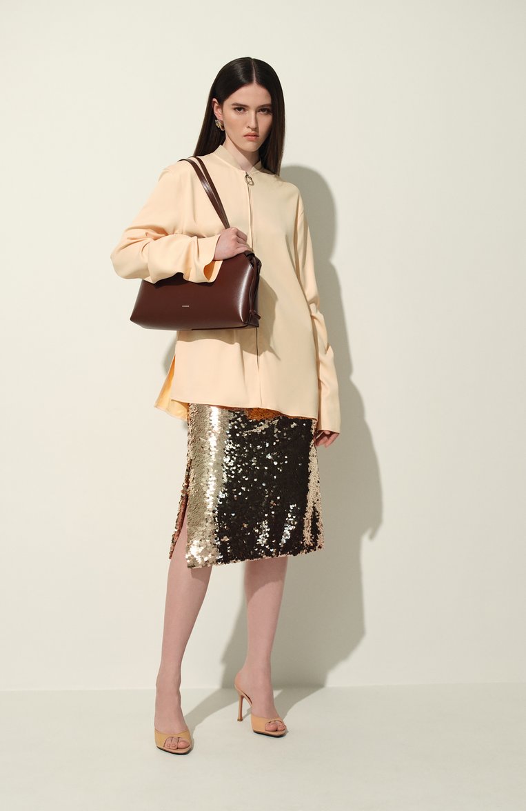 Женская сумка curve JIL SANDER бордового цвета, арт. J07ZH0054-P7101 | Фото 8 (Автоматизация ТО: Проставлено; Автоматизация состава: Проставлено; Размер: large; Материал: Натуральная кожа)