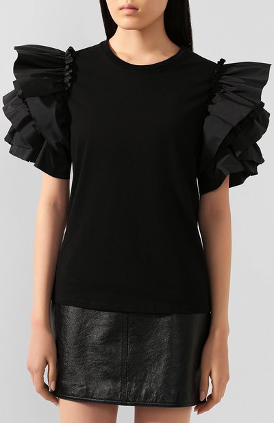 Хлопковый топ ALEXANDER MCQUEEN черного цвета по цене 77150 руб., арт. 607220/QLAAA, фото 3 Хлопковый топ ALEXANDER MCQUEEN, арт. 607220/QLAAA, фото 3
