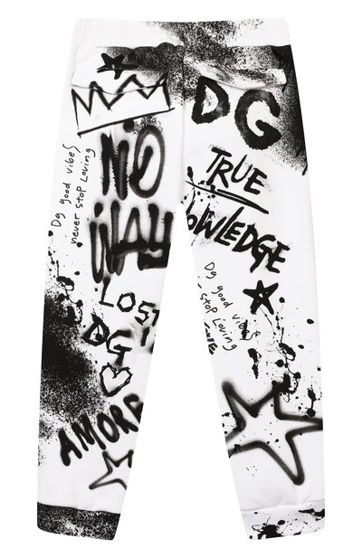 Хлопковые джоггеры DOLCE & GABBANA черно-белого цвета по цене 33750 руб., арт. L4JPDF/G7A6U/2-6, фото 2 Хлопковые джоггеры DOLCE & GABBANA, арт. L4JPDF/G7A6U/2-6, фото 2