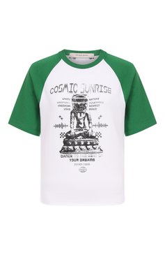 Женская хлопковая футболка GOLDEN GOOSE DELUXE BRAND белого цвета, арт. GWP02186.P001884 | Фото 1 (Рукава: Короткие; Материал внешний: Хлопок; Длина (для топов): Стандартные; Принт: С принтом; Стили: Кэжуэл)