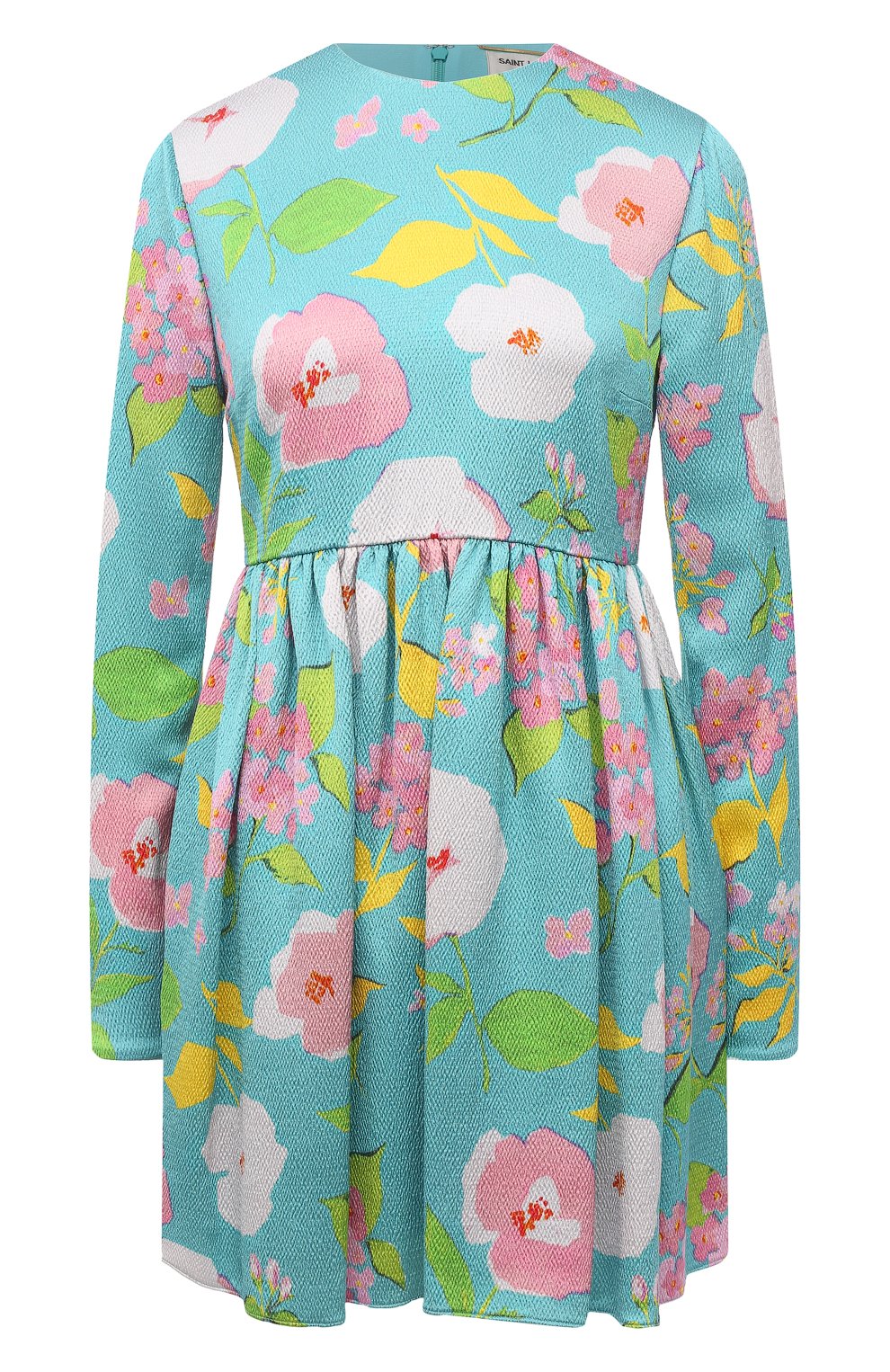 Платье из вискозы SAINT LAURENT бирюзового цвета по цене 231500 руб., арт. 652176/Y5C62, фото 1 Платье из вискозы SAINT LAURENT, арт. 652176/Y5C62, фото 1