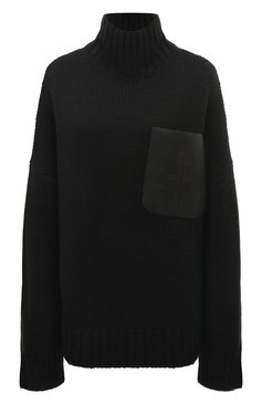 Женский свитер JW ANDERSON черного цвета, арт. KW1005 YN0144 | Фото 1 (Женское Кросс-КТ: Свитер-одежда; Материал внешний: Шерсть, Синтетический материал; Рукава: Длинные; Длина (для топов): Стандартные; Материал сплава: Проставлено; Драгоценные камни: Проставлено; Стили: Кэжуэл)