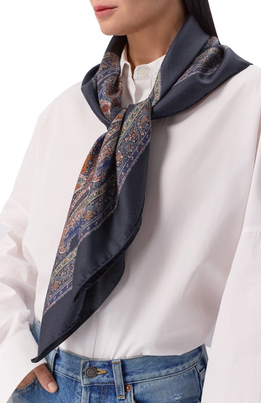 Шелковый платок Saint Laurent 821286/3Y001 Синий  821286/3Y001 Фото 2