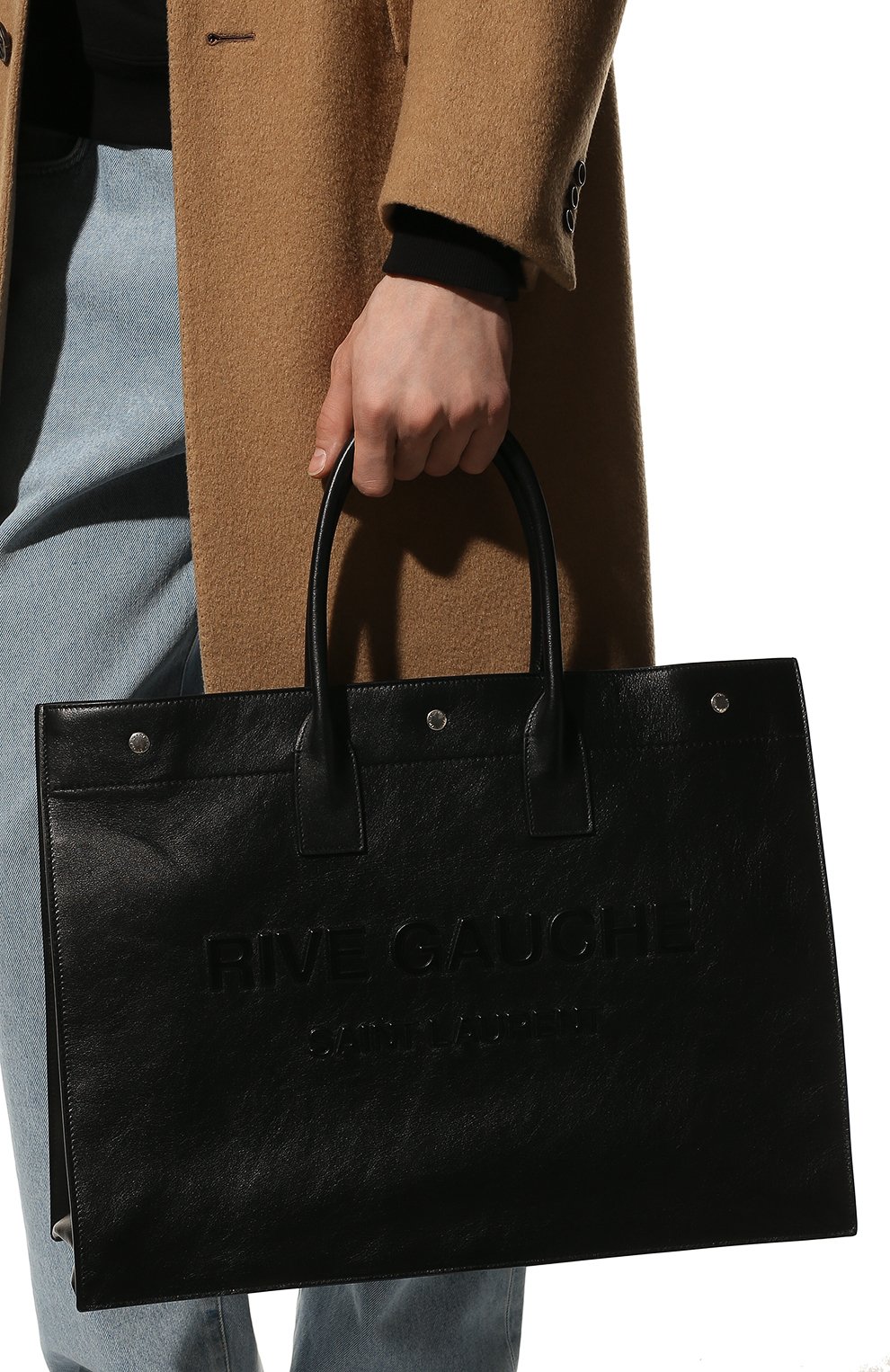 Кожаная сумка-шопер rive gauche large SAINT LAURENT, арт. 587273/CWTFE, фото 2