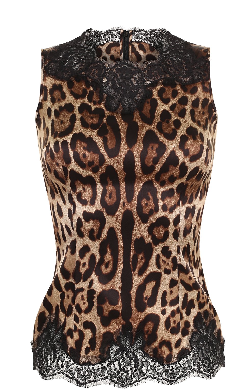 Шелковый топ с леопардовым принтом и кружевной отделкой DOLCE & GABBANA, арт. 0102/F7V09T/FSAAG, фото 1