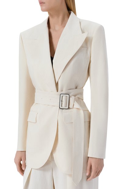 Жакет из хлопка и льна DOLCE & GABBANA кремового цвета по цене 389500 руб., арт. F29WCT/FUTDJ, фото 3 Жакет из хлопка и льна DOLCE & GABBANA, арт. F29WCT/FUTDJ, фото 3